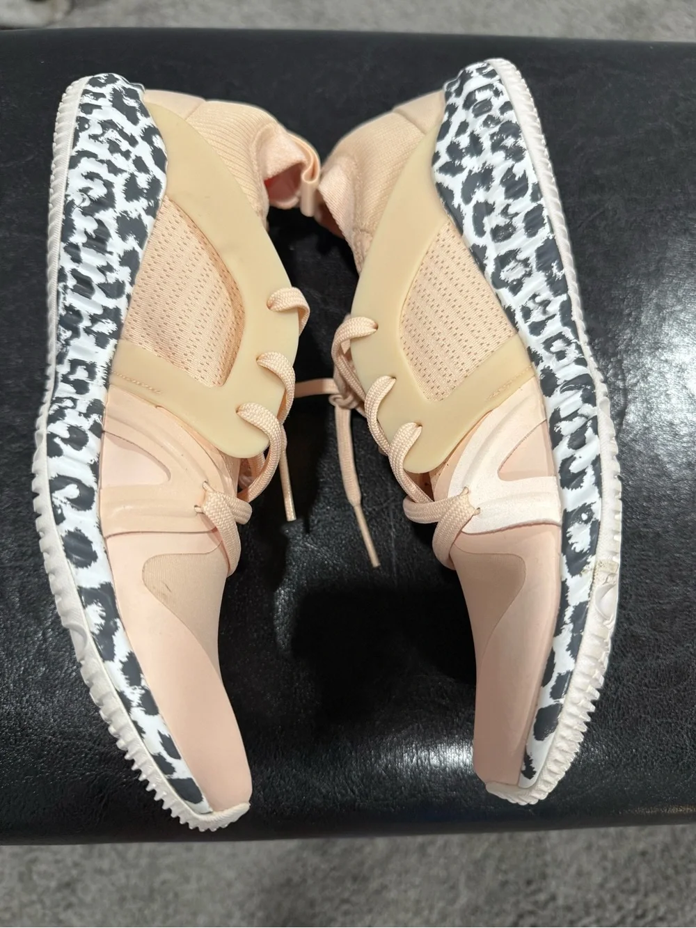 adidas Women's Peach Athletic Sneakers with Leopard-Print Midsole